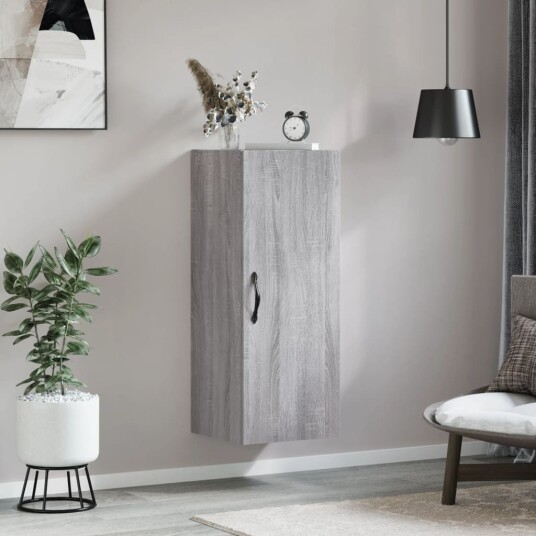  Veggmontert skap grå sonoma 34,5x34x90 cm konstruert tre 8721012115859