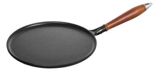STAUB Vintage pannekakepanne med trehank Ø28 cm Svart STAUB Vintage pannekakepanne med trehank Ø28 cm Svart