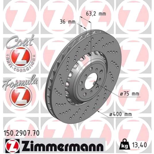 Bremseskive ZIMMERMANN 150.2907.70