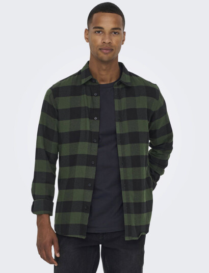 ONLY & SONS Onsgudmund Ls Checked Shirt Noos - Green - XXL