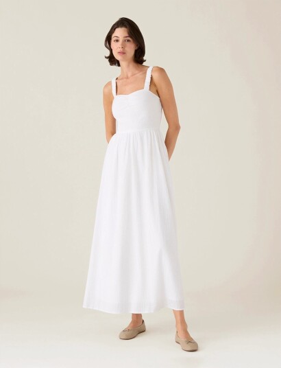 Lexington Clothing Seersucker Summer Dress White XS