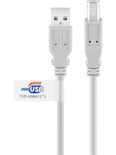 Goobay USB 2.0 A-B Kabel 5m Grå - Hi-Speed M/M
