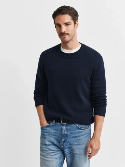 Gant Cashmere Blend C Neck Navy L