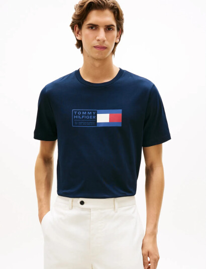 Tommy Hilfiger Brand Love Text Box Tee   Navy   XXL