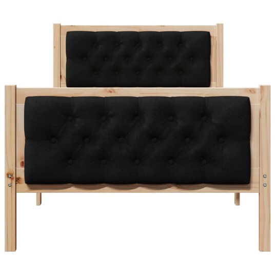  Sengestamme med hodegjerde Svart 90 x 200 cm Massiv furu