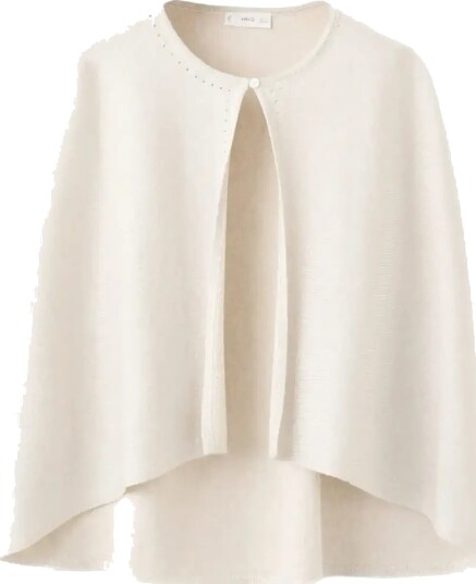 Mango Lurex Knitted Cape Cream 5 6