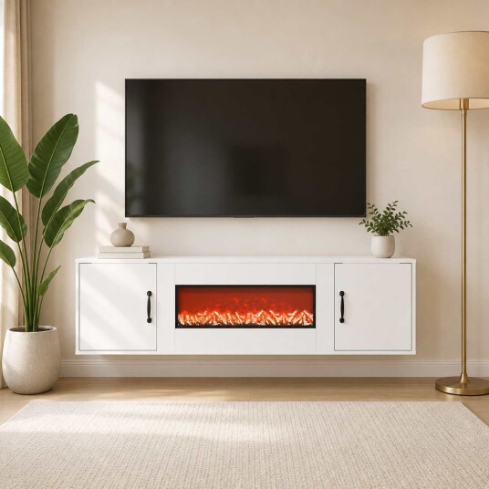 vidaXL Elektrisk peis Hvit 140,5 x 30 x 39 cm Konstruert tre