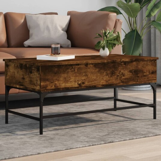 Salongbord røkt eik 100x50x45 cm konstruert tre og metall 8721012479371