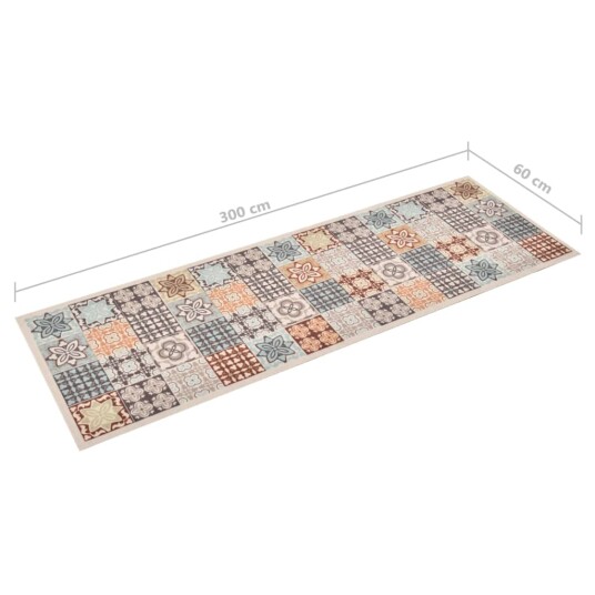 vidaXL Kjøkkenteppe vaskbart mosaikk farge 60x300 cm
