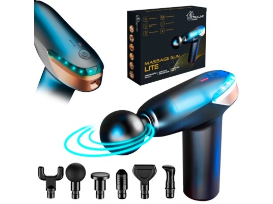 Extralink Massage Gun Lite | Massasjepistol | 3200 Rpm, 6 Utskiftbare Tips Extralink Massage Gun Lite | Massasjepistol | 3200 Rpm, 6 Utskiftbare Tips