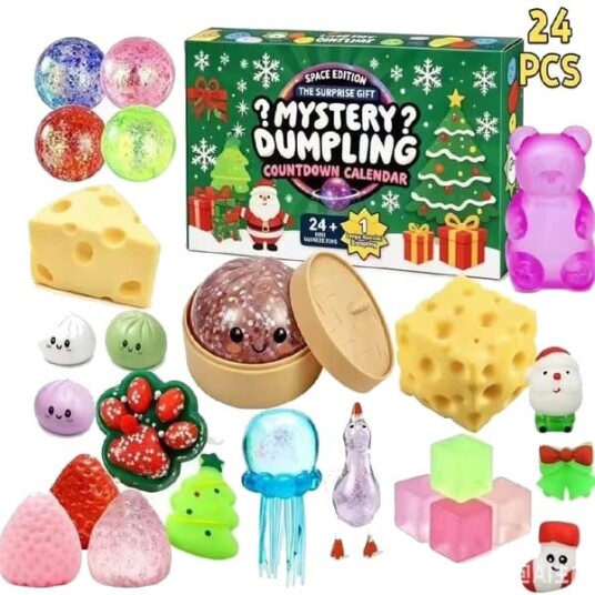 Jule adventskalender med 24 dager blindboks med squishy overraskelser sakte stigende fidget leker for stressavlastning perfekt som julegave til barn