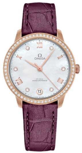 Omega Dameklokke 434.58.34.20.55.001 De Ville Prestige Hvit/Lær Ø34