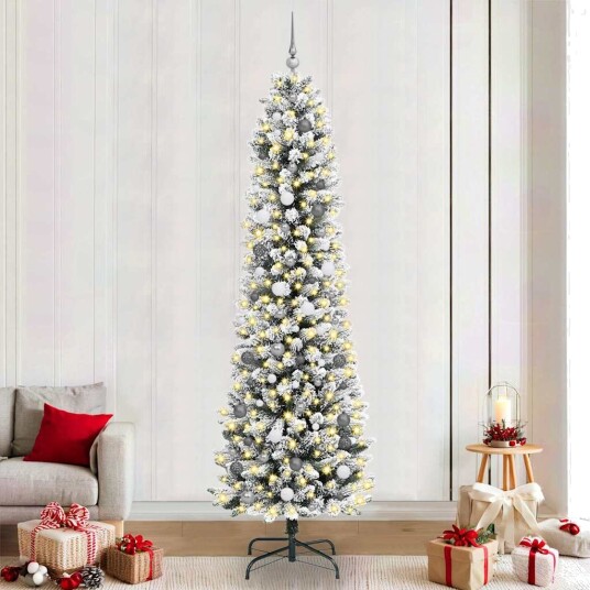 Kunstig juletre med 300 LED Hvit 240 cm PVC og Metall og Plast