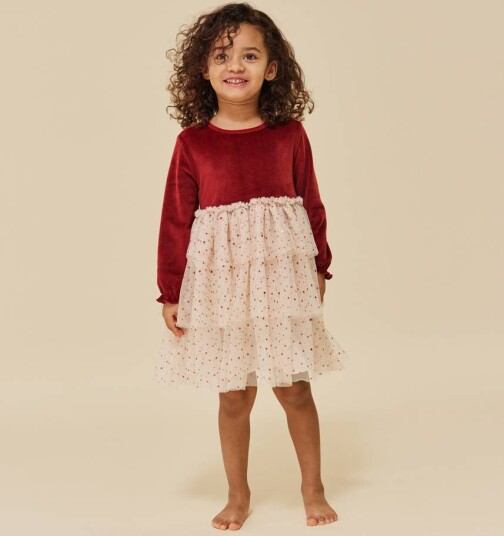 Konges Sløjd Belis Velvet Kjole Red Dahlia (98 /3 år)