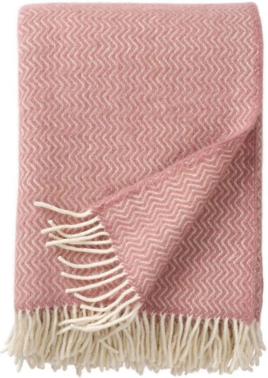 Klippan Yllefabrik Sorbet ullpledd 130x200 cm Powder pink