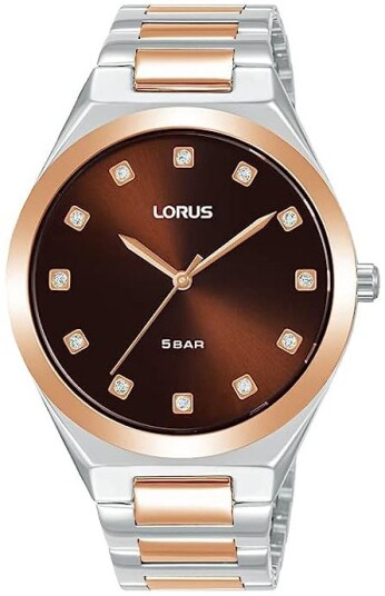 Lorus Dameklokke RG204WX9 Brun/Rose gulltonet stål Ø36 mm Lorus Dameklokke RG204WX9 Brun/Rose gulltonet stål Ø36 mm