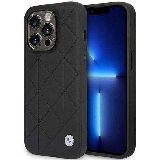 BMW Mobildeksel iPhone 14 Pro 6.1" Skinnsydd Svart/Svart