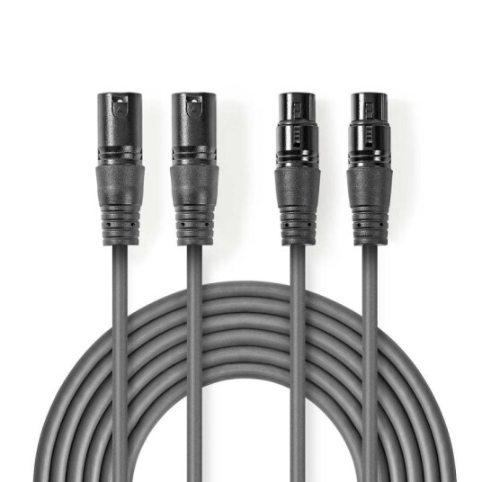 Nedis Balansert 5m Lydkabel 2x XLR 3-Pin Nikkelbelagt Mørk Grå