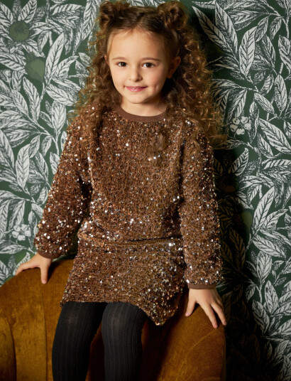 Minymo Skirt W. Sequins Brown 98 Minymo Skirt W. Sequins Brown 98