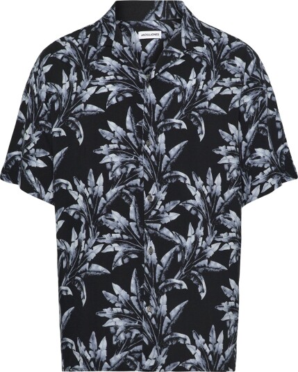 Jack & Jones Jjjeff Monochrome Aop Resort Shirt Ss   Black   M