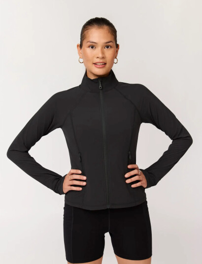 Girlfriend Collective Estrella Fitted Run Jacket   Black   L