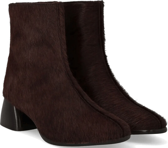 ANGULUS Bootie Block Heel With Zippe Brown 39