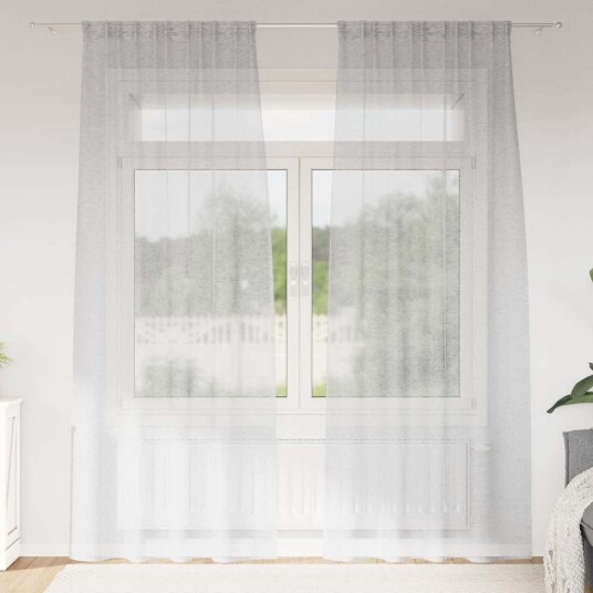 Gardiner med gardiner 2 pcs Lysegrå Polyester