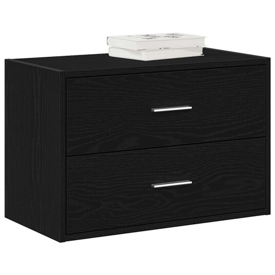 Skap med 2 skuffer sort eik 60x31x40 cm konstruert tre 8721158577023 Skap med 2 skuffer sort eik 60x31x40 cm konstruert tre 8721158577023