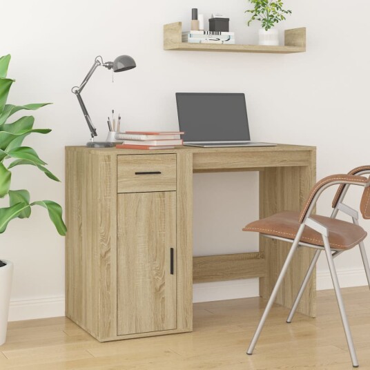vidaXL Skrivebord sonoma eik 100x49x75 cm konstruert tre