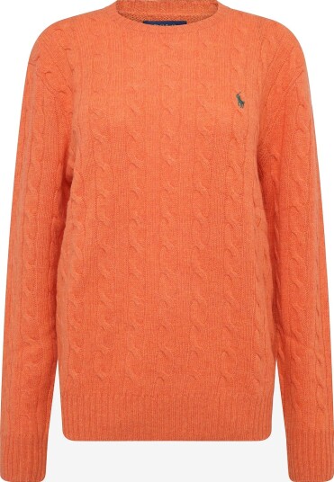 Polo Ralph Lauren Cable Knit Wool Cashmere Sweater ORANGE JASPER HEA XXL