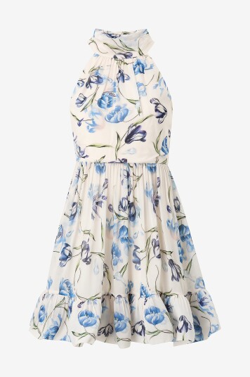 By Malina Kjole Fern Halterneck Ruffled Mini Dress Blå By Malina Kjole Fern Halterneck Ruffled Mini Dress Blå