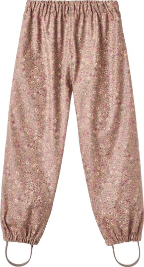 Wheat Regnbukser PU Olo Portabella Blomster Wheat 6 år (116) Regnbukser Beige Rosa