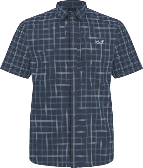 Jack Wolfskin Men"s Norbo Short Sleeve Shirt Check Midnight Sky S Jack Wolfskin Men"s Norbo Short Sleeve Shirt Check Midnight Sky S