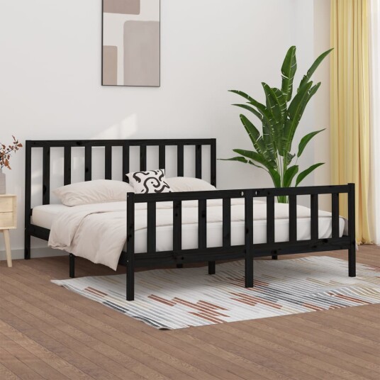 vidaXL Sengeramme svart heltre 200x200 cm vidaXL Sengeramme svart heltre 200x200 cm