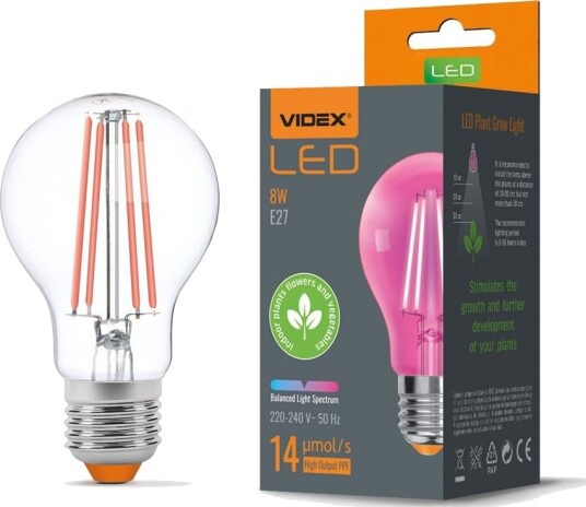 Videx 8W E27 vekstpære A60 Fito 230V Videx 8W E27 vekstpære A60 Fito 230V