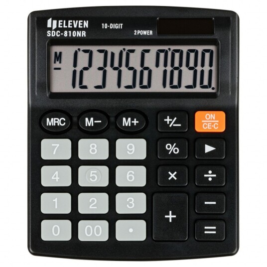 Eleven SDC810NR Skrivebordslommeregner 10 sifret display 124x102x25mm Solcelle og Batteri Sort Eleven SDC810NR Skrivebordslommeregner 10 sifret display 124x102x25mm Solcelle og Batteri Sort