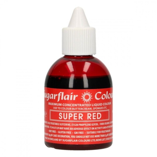 Sugarflair Flytende Farge Rød Super Red 60ml 
