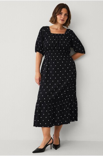 Ellos Plus collection   Maxikjole med puffermer   Svart