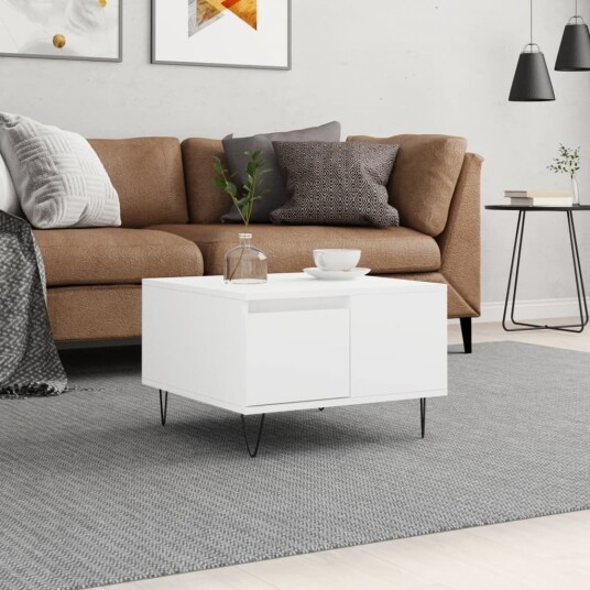 vidaXL Salongbord hvit 55x55x36,5 cm konstruert tre