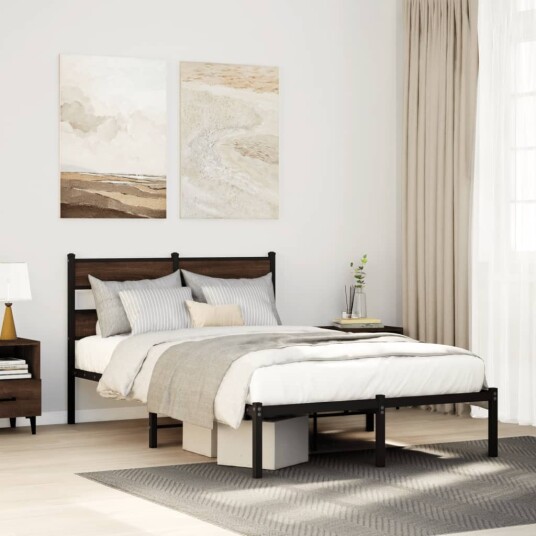 Sengeramme uten madrass med hodegavl brun eik 120x190 cm 8721158377371