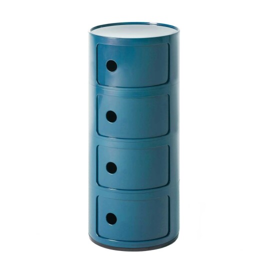 Kartell Componibili Classic Oppbevaring Blank finish med 4 Rom Blå Kartell Componibili Classic Oppbevaring Blank finish med 4 Rom Blå
