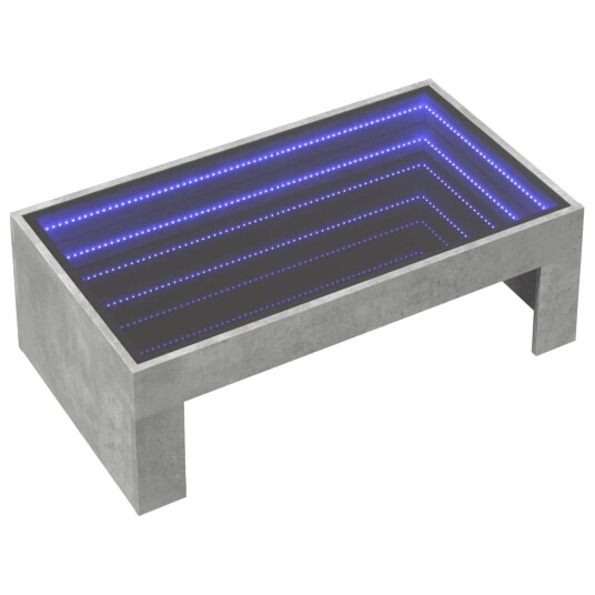 Salongbord med Infinity LED betonggrå 90x50x30 cm 8721102677960