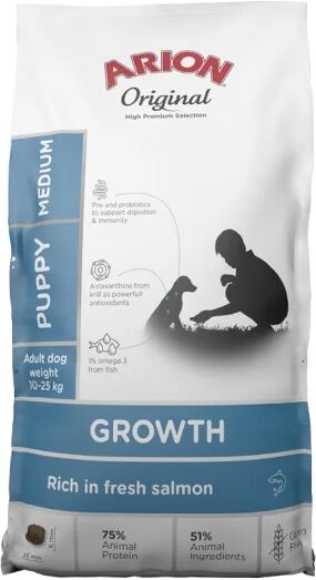 Arion Hundefôr Original Growth Valpefôr Medium med Laks 12 kg