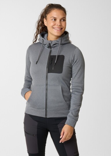 Swedemount Trondheim Stretch Full Zip Hood W Charcoal Melange 36 Hoodies