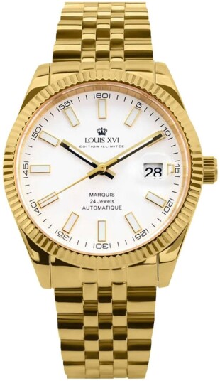 Louis XVI Herreklokke LXVI3001 Marquis Hvit/Gulltonet stål Ø42 mm