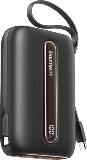 NEXTBATT Mini Powerbank med hurtiglading 20000mAh 22,5W med doble kabler Svart NEXTBATT Mini Powerbank med hurtiglading 20000mAh 22,5W med doble kabler Svart