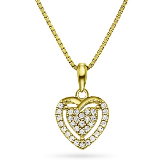 Pan Jewelry Smykke i forgylt 925 sølv med hjerte og zirkonia