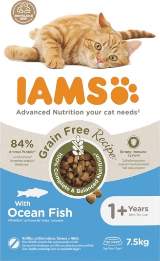 Iams Tørrfôr Advanced Nutrition Grain Free Med Havfisk 7.5 kg
