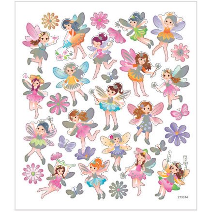 Klistremerker Feer 15x16,5 cm med Foliedetaljer - Diverse 1 Ark Klistremerker Feer 15x16,5 cm med Foliedetaljer - Diverse 1 Ark
