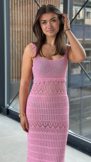 LACEY KNIT DRESS PINK LACEY KNIT DRESS PINK